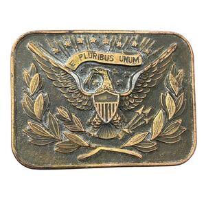 Vintage Brass Great Seal US Eagle E Pluribus Unum Belt Buckle Antique Gold Tone